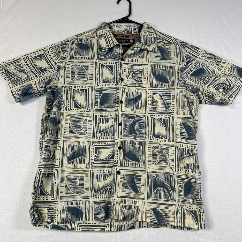 Quiksilver Watermark Collection Mens Short Sleeve Shirt Button Down Medium Print